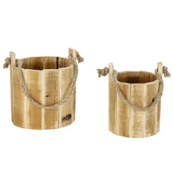 Hot DecoWoerner Rustikale Holzeimer In 2er Set 21 Cm Naturholz