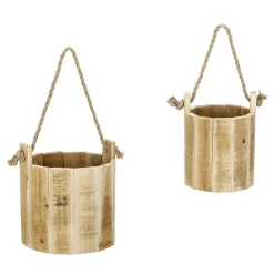 Hot DecoWoerner Rustikale Holzeimer In 2er Set 21 Cm Naturholz