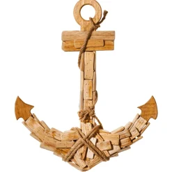 Online DecoWoerner Rustikaler Maritimer Deko Anker, 53 Cm Lang Aus Holz Beige