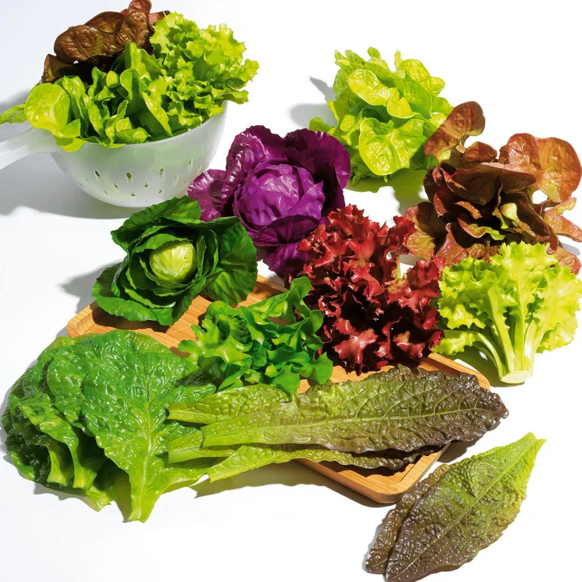 Sale DecoWoerner Salatblätter -rot Lebensmittel-Attrappe, Pack à 6 Stück grün