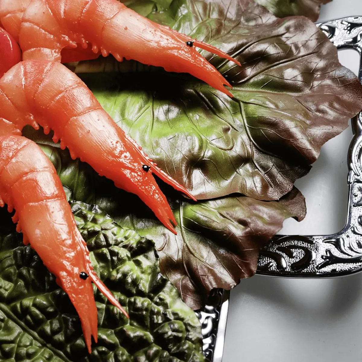 Sale DecoWoerner Salatblätter -rot Lebensmittel-Attrappe, Pack à 6 Stück grün