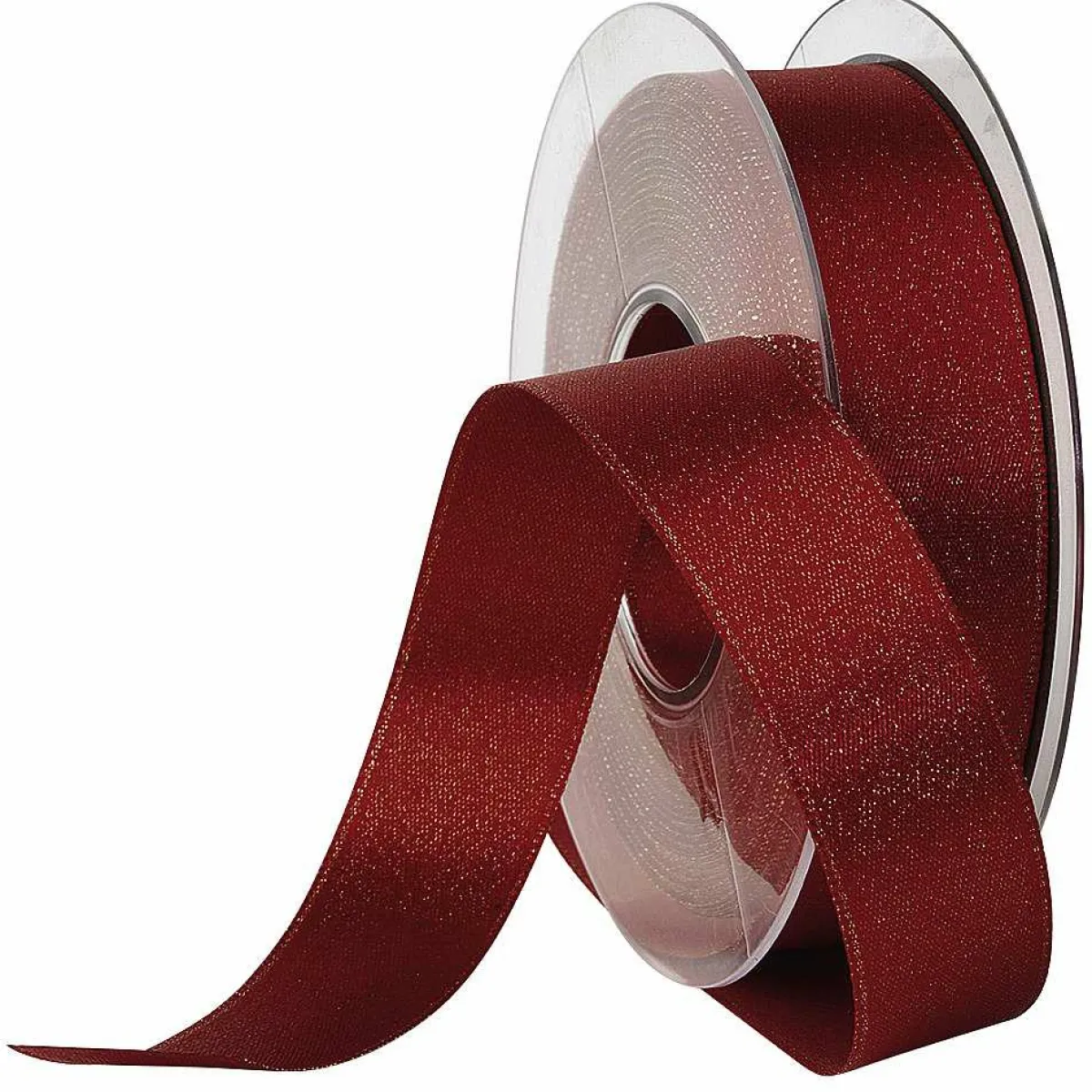 Outlet DecoWoerner Satinband Glitter, 25 Mm, 20 M, Bordeaux rot