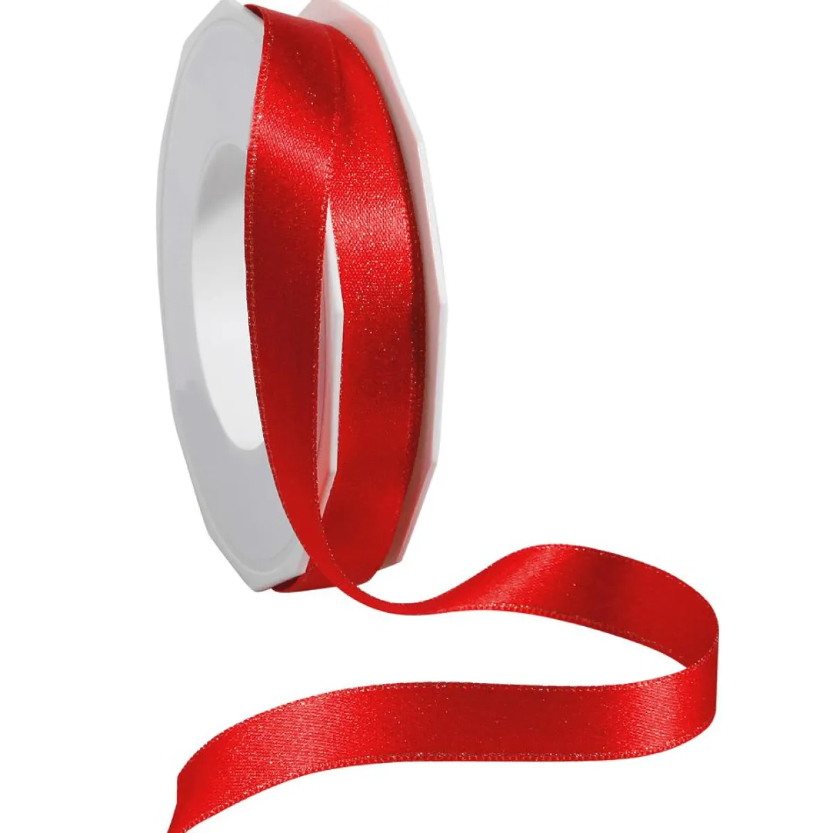 Sale DecoWoerner Satinband Glitter, 15 Mm, 20 M, rot