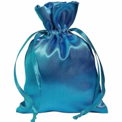 Discount DecoWoerner Satinsäckchen 18 Cm, 30 Stück, Eis blau