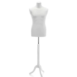 New DecoWoerner Schneiderpuppe Männlich Auf em Dreibeinständer 148 - 178 Cm Hoch weiß