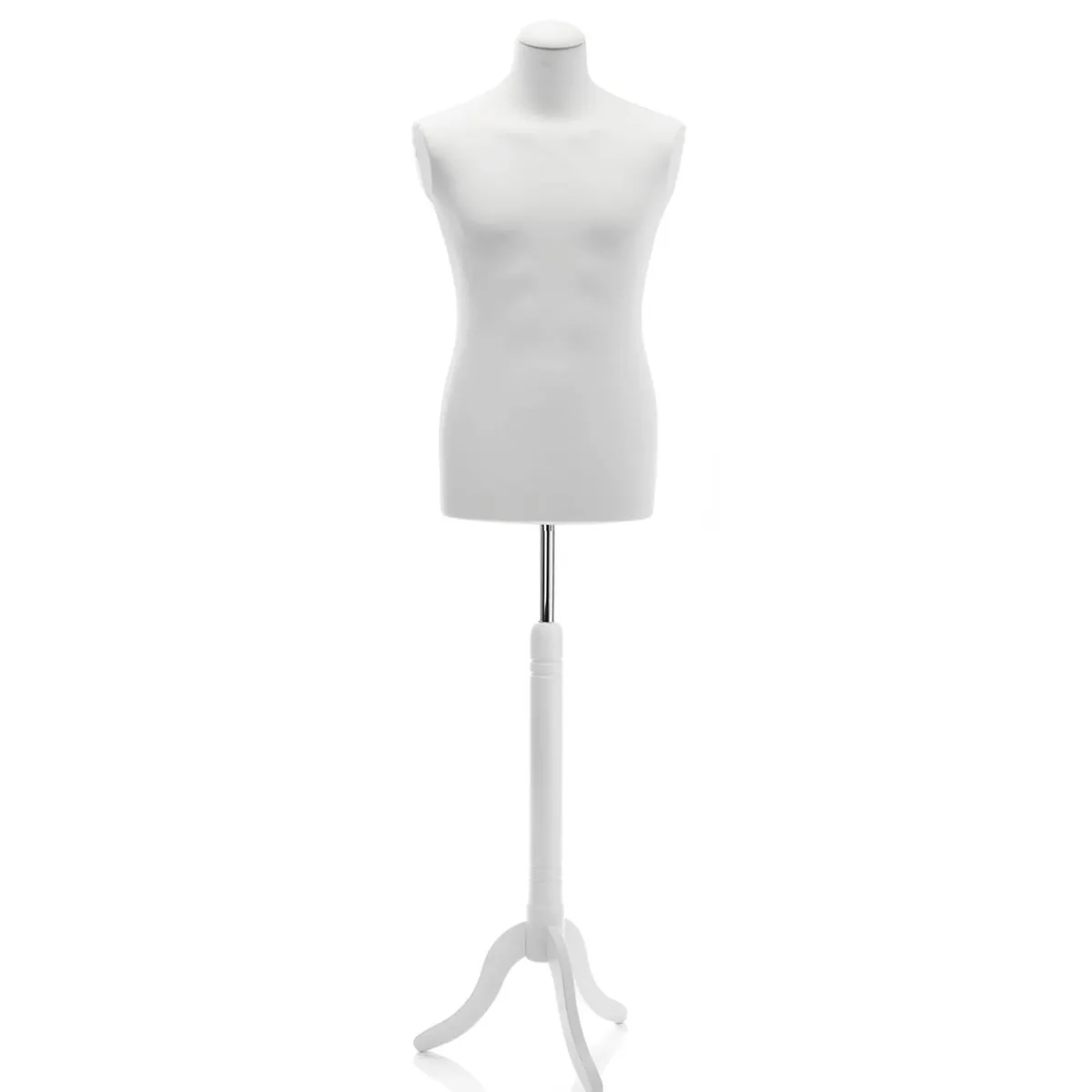 New DecoWoerner Schneiderpuppe Männlich Auf em Dreibeinständer 148 - 178 Cm Hoch weiß