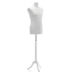 New DecoWoerner Schneiderpuppe Männlich Auf em Dreibeinständer 148 - 178 Cm Hoch weiß