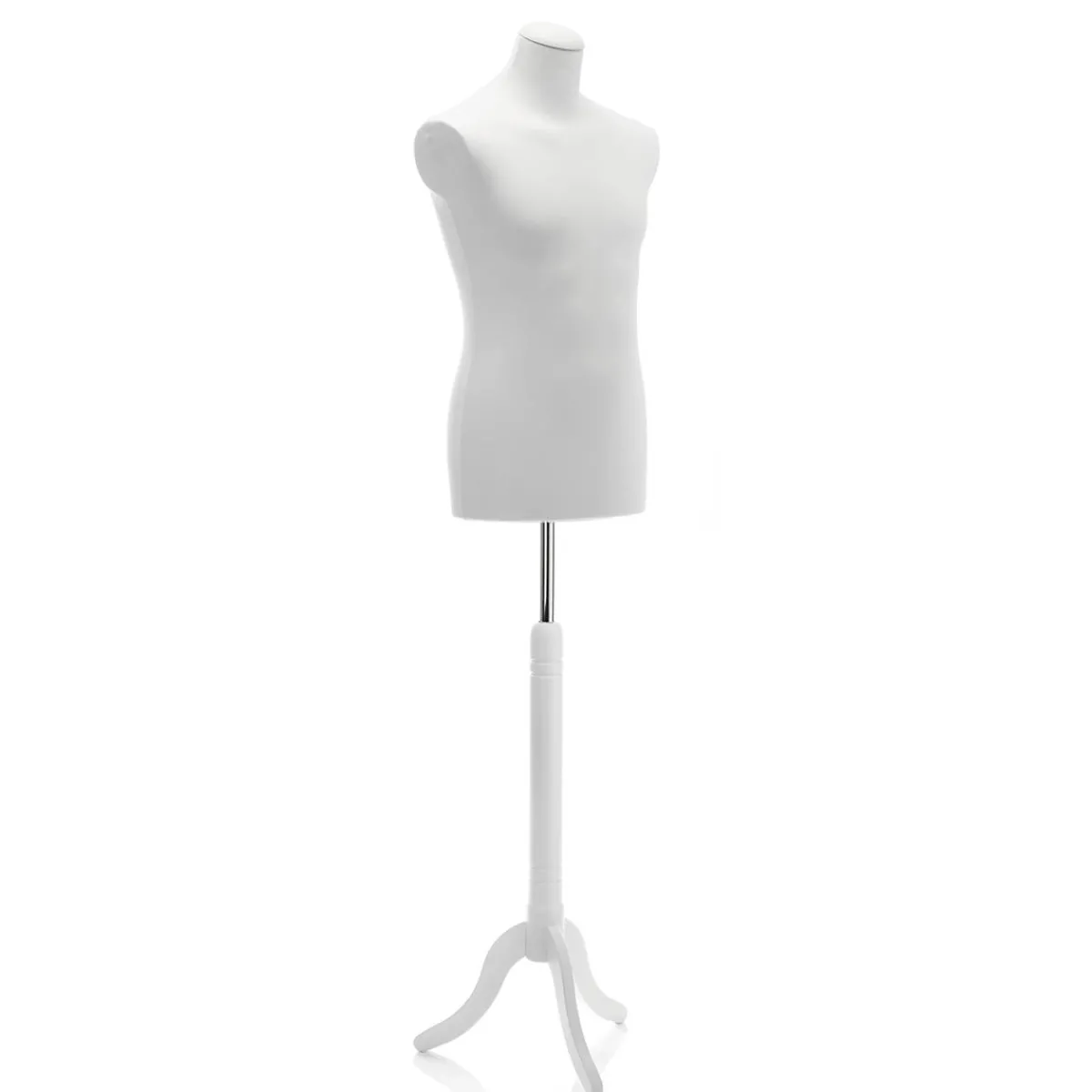 New DecoWoerner Schneiderpuppe Männlich Auf em Dreibeinständer 148 - 178 Cm Hoch weiß