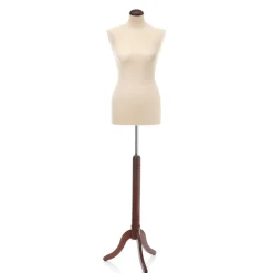 Best DecoWoerner Schneiderpuppe Weiblich Wallnuss-Dreibeinständer 148 - 178 Cm Hoch braun