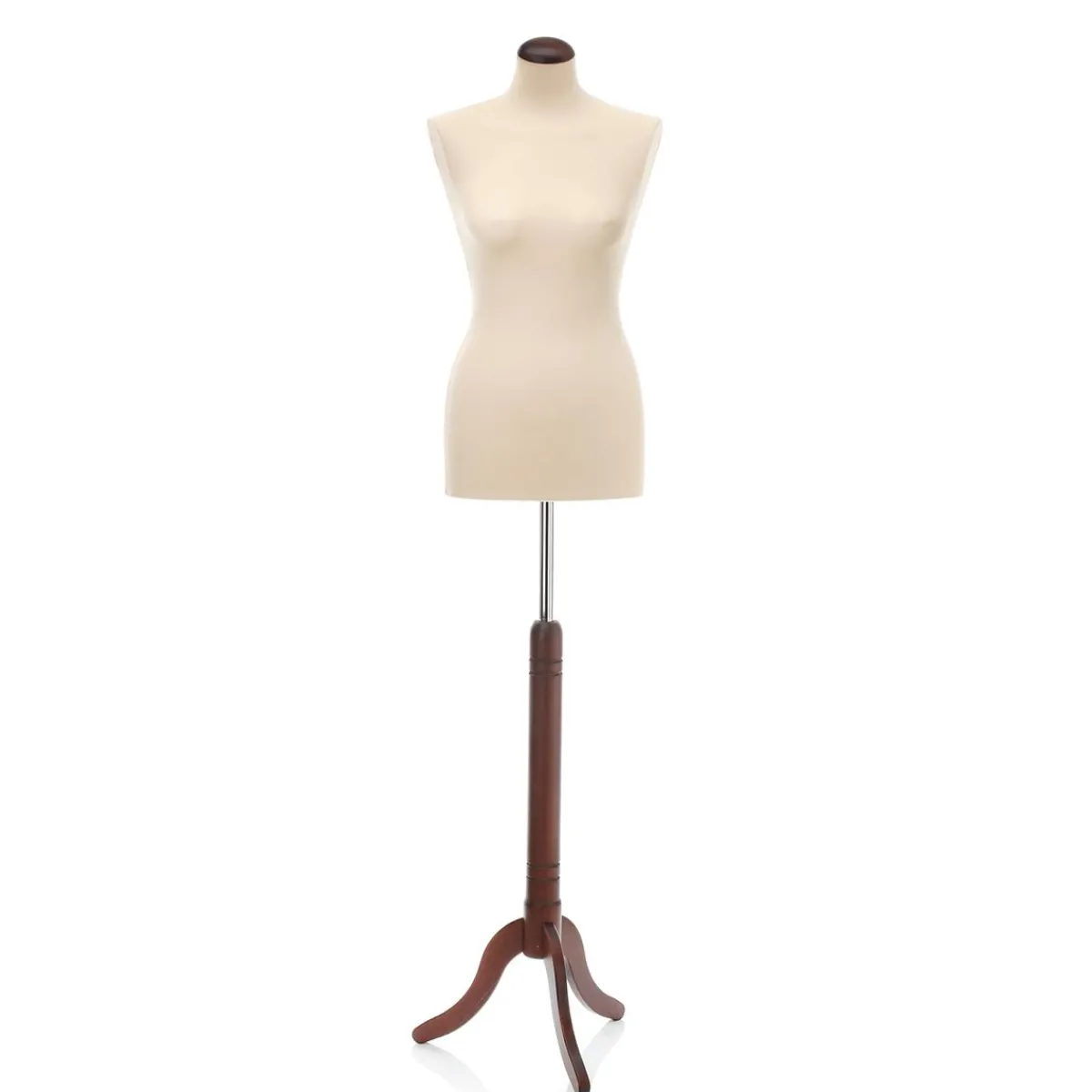 Best DecoWoerner Schneiderpuppe Weiblich Wallnuss-Dreibeinständer 148 - 178 Cm Hoch braun
