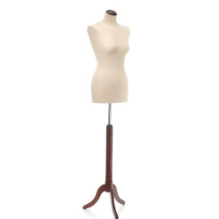Best DecoWoerner Schneiderpuppe Weiblich Wallnuss-Dreibeinständer 148 - 178 Cm Hoch braun