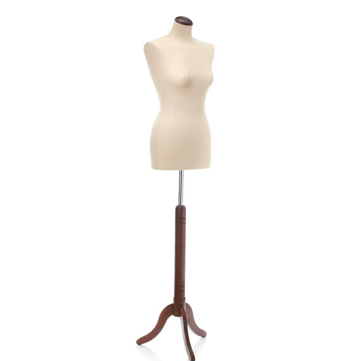 Best DecoWoerner Schneiderpuppe Weiblich Wallnuss-Dreibeinständer 148 - 178 Cm Hoch braun