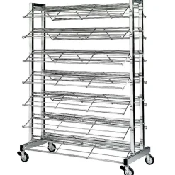 Best DecoWoerner Schuhständer Fahrbar, Ca. 70 Paar Schuhe silber