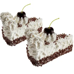 Sale DecoWoerner Schwarzwälderkirschtorte Lebensmittel-Attrappe, Pack à 2 Stück weiß