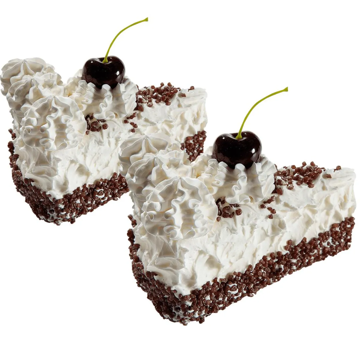 Sale DecoWoerner Schwarzwälderkirschtorte Lebensmittel-Attrappe, Pack à 2 Stück weiß
