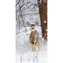 Sale DecoWoerner Schwer Entflammbarer Stoffbanner "Winterreh" Aus Fahnenstoff 100 X 200 Cm weiß