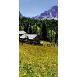 Online DecoWoerner Schwer Entflammbarer Stoffbanner "Bergalm" Aus Fahnenstoff 100 X 200 Cm grün