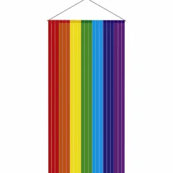 Outlet DecoWoerner Schwer Entflammbarer Stoffbanner "Regenbogenstreifen" Aus Fahnenstoff 100 X 200 Cm mehrfarbig