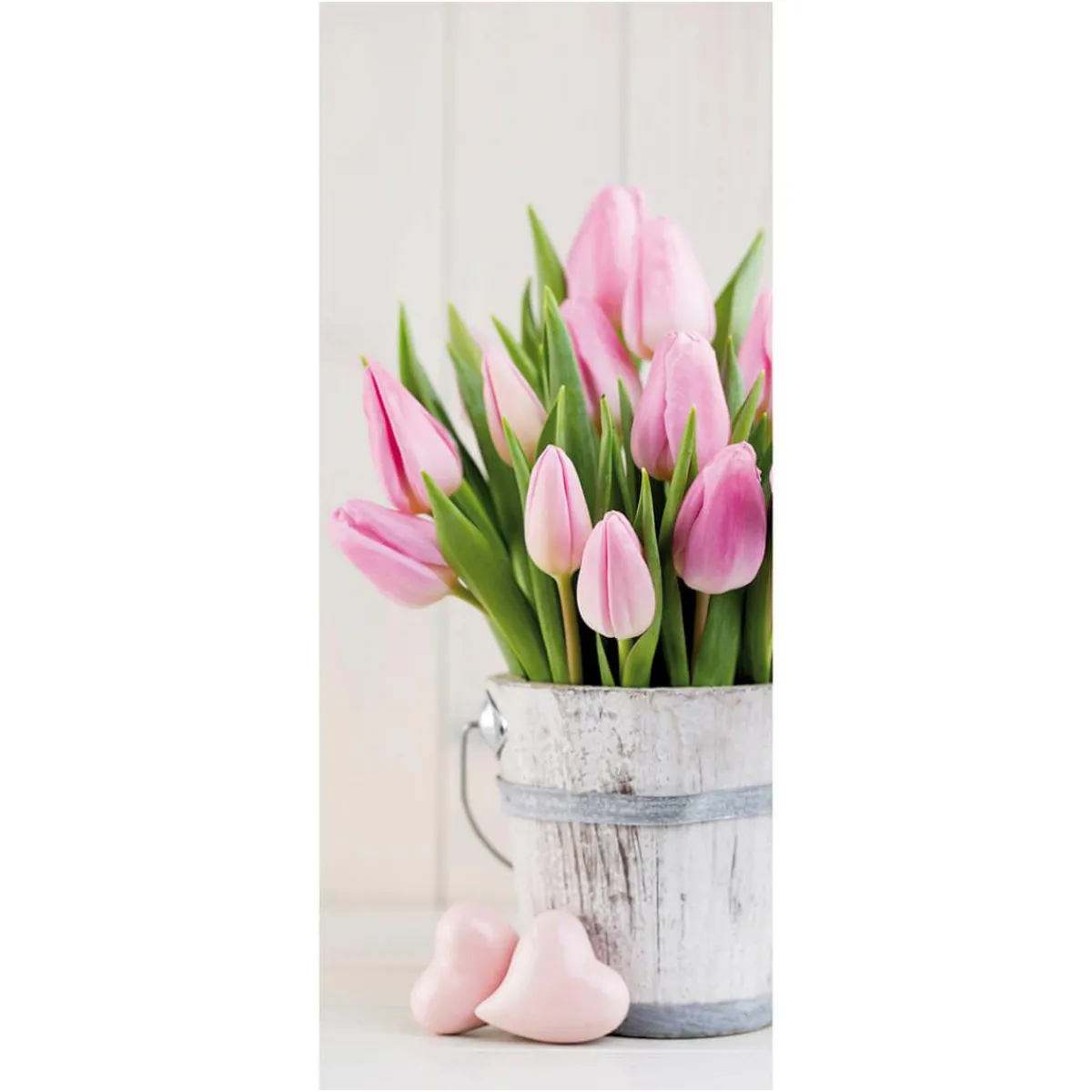Hot DecoWoerner Schwer Entflammbarer Stoffbanner " Tulpenstrauß" Aus Fahnenstoff 75 X 180 Cm rosa