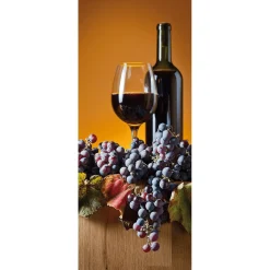 Clearance DecoWoerner Schwer Entflammbarer Stoffbanner "Rotweinflasche Mit Weinglas" Aus Fahnenstoff 75 X 180 Cm blau