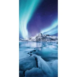 Clearance DecoWoerner Schwer Entflammbarer Stoffbanner "Polarlichter" Aus Fahnenstoff 100 X 200 Cm blau