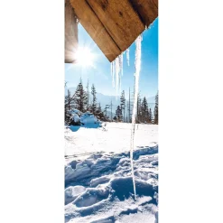 Sale DecoWoerner Schwer Entflammbarer Stoffbanner "Sonnenbeschienene Eiszapfen" Aus Fahnenstoff 75 X 180 Cm weiß