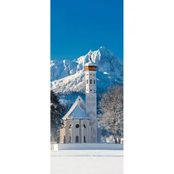 Sale DecoWoerner Schwer Entflammbarer Stoffbanner "Winterkirche" Aus Fahnenstoff 75 X 180 Cm weiß