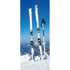 Sale DecoWoerner Schwer Entflammbarer Stoffbanner "Ski Im Schnee" Aus Fahnenstoff 75 X 180 Cm weiß