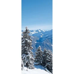 New DecoWoerner Schwer Entflammbarer Stoffbanner "Schneebedeckte Berge" Aus Fahnenstoff 75 X 180 Cm weiß