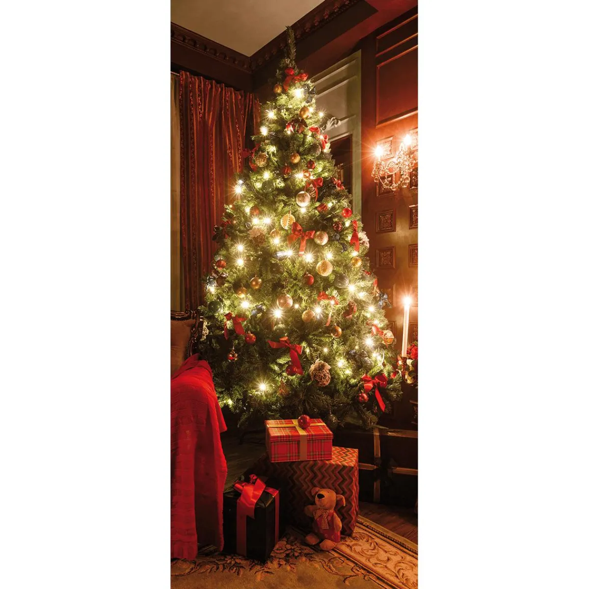 Clearance DecoWoerner Schwer Entflammbarer Stoffbanner "Festlicher Weihnachtsbaum" Aus Fahnenstoff 75 X 180 Cm grün