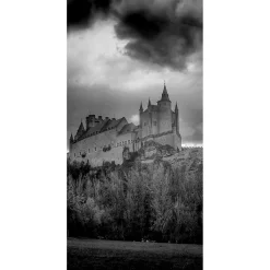 Clearance DecoWoerner Schwer Entflammbarer Stoffbanner "Burg In weiß" Aus Fahnenstoff 100 X 200 Cm schwarz