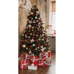 Discount DecoWoerner Schwer Entflammbarer Stoffbanner "Weihnachtsbaum Mit Rot-weißen Geschenken" Aus Fahnenstoff 100 X 200 Cm grün
