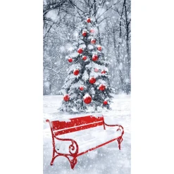Sale DecoWoerner Schwer Entflammbarer Stoffbanner "e Winterbank" Aus Fahnenstoff 100 X 200 Cm rot