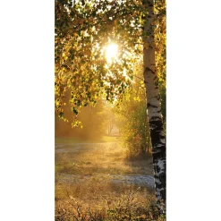 Outlet DecoWoerner Schwer Entflammbarer Stoffbanner "Herbstbirken" Aus Fahnenstoff 100 X 200 Cm gelb