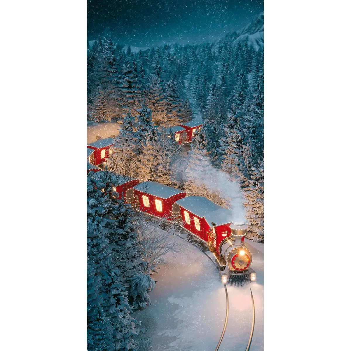 Best DecoWoerner Schwer Entflammbarer Stoffbanner "Weihnachtszug" Aus Fahnenstoff 100 X 200 Cm rot