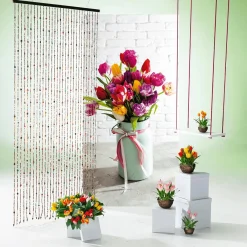 Sale DecoWoerner Schwer Entflammbarer Stoffbanner „bunter Tulpenstrauß“ Aus Fahnenstoff 100 X 200 Cm rosa