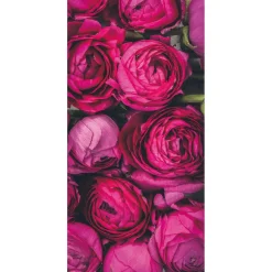 Clearance DecoWoerner Schwer Entflammbarer Stoffbanner „pinke Ranunkel-Blüten“ Aus Fahnenstoff 100 X 200 Cm rosa