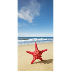 Discount DecoWoerner Schwer Entflammbarer Stoffbanner „er Seestern Am Meer“ Aus Fahnenstoff 100 X 200 Cm rot
