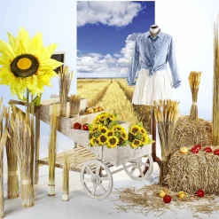 Discount DecoWoerner Schwer Entflammbarer Stoffbanner „goldenes Kornfeld Unter Blauem Himmel“ Aus Fahnenstoff 100 X 200 Cm gelb