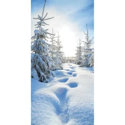 Online DecoWoerner Schwer Entflammbarer Stoffbanner "Schneewald" Aus Fahnenstoff 100 X 200 Cm weiß