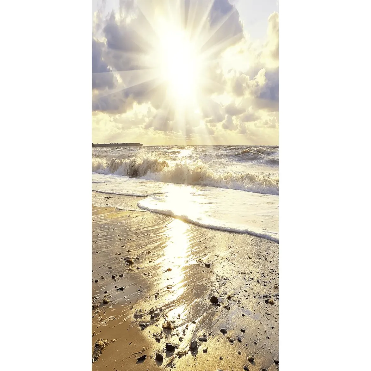 Discount DecoWoerner Schwer Entflammbarer Stoffbanner Meeresstrand 100 X 200 Cm