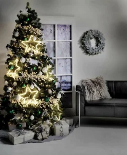 Sale DecoWoerner Schwer Entflammbarer Weihnachtsbaum Mit LED 210 Cm grün