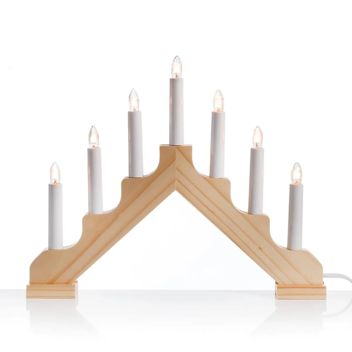 DecoWoerner Schwibbogen Lichtbogen, 7 Flammig Aus Holz 37 X 4 X 30 Cm (B X T X H) braun