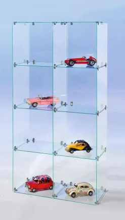 Hot DecoWoerner Selbstbau-Würfel-Vitrine Aus Glas, Mit Rückwänden 165 Cm Hoch transparent