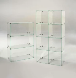 Hot DecoWoerner Selbstbau-Würfel-Vitrine Aus Glas, Mit Rückwänden 165 Cm Hoch transparent