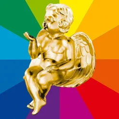New DecoWoerner Sitzende Barock Engelfigur, 95 Cm Hoch, Wunschfarbe