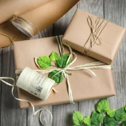 Discount DecoWoerner Sparpaket Geschenkverpackung Go Green Mit Weißem Raffia Und Juteband