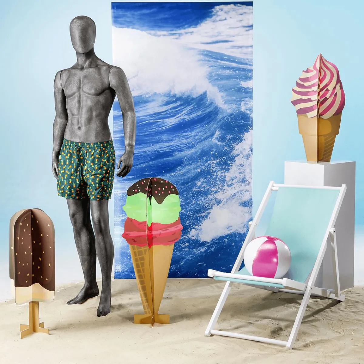 Best DecoWoerner Sport-Schaufensterpuppe Mann Athlet – Gerade Stehend Grau