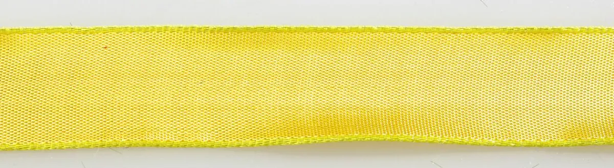 Best DecoWoerner Stoffband Mit Drahtkante, 25 Mm, 25 M, gelb