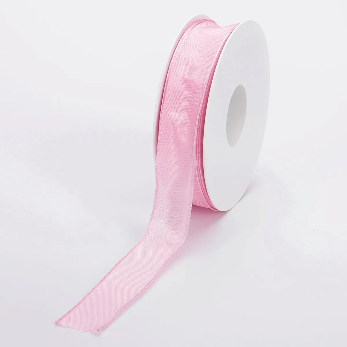 DecoWoerner Stoffband Mit Drahtkante 25 Mm X 25 M, rosa